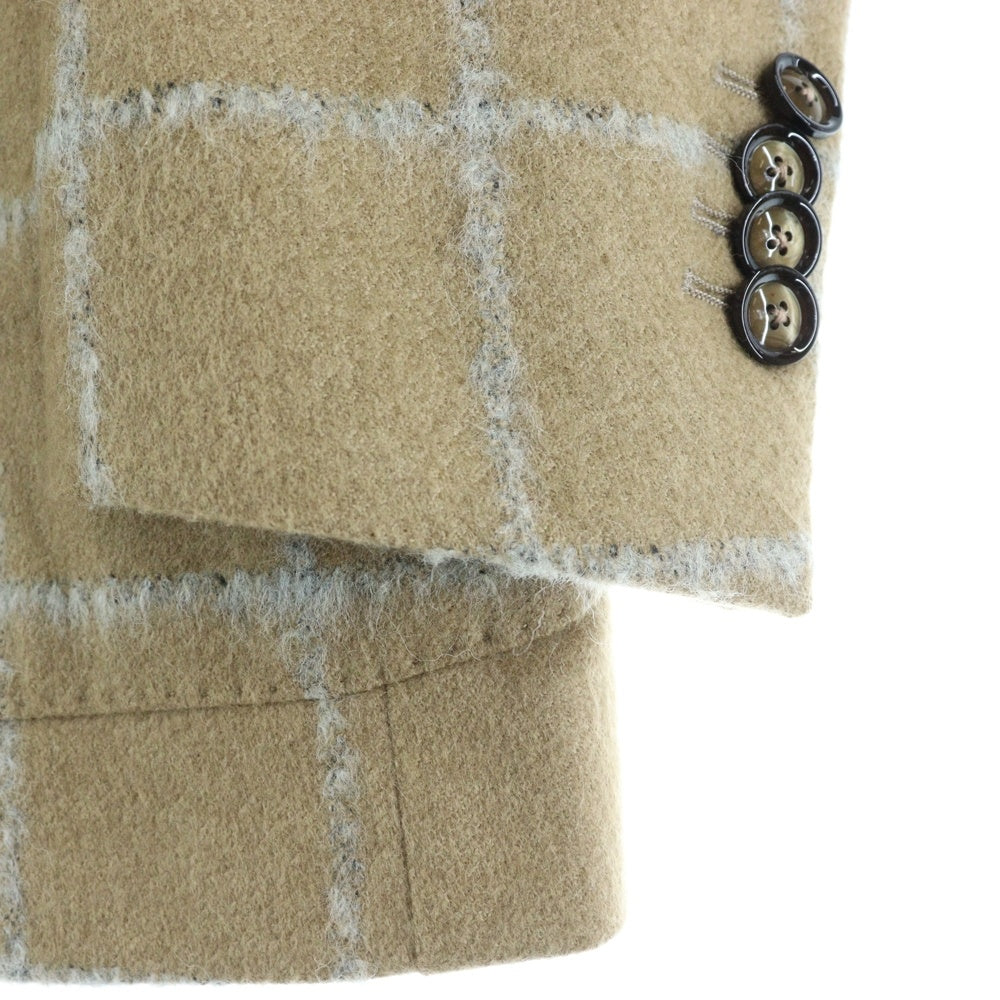 TAGLIATORE(タリアトーレ) ブロックチェック ノッチドラペル ウール 2B テーラードジャケット ベージュ 1SVF22K