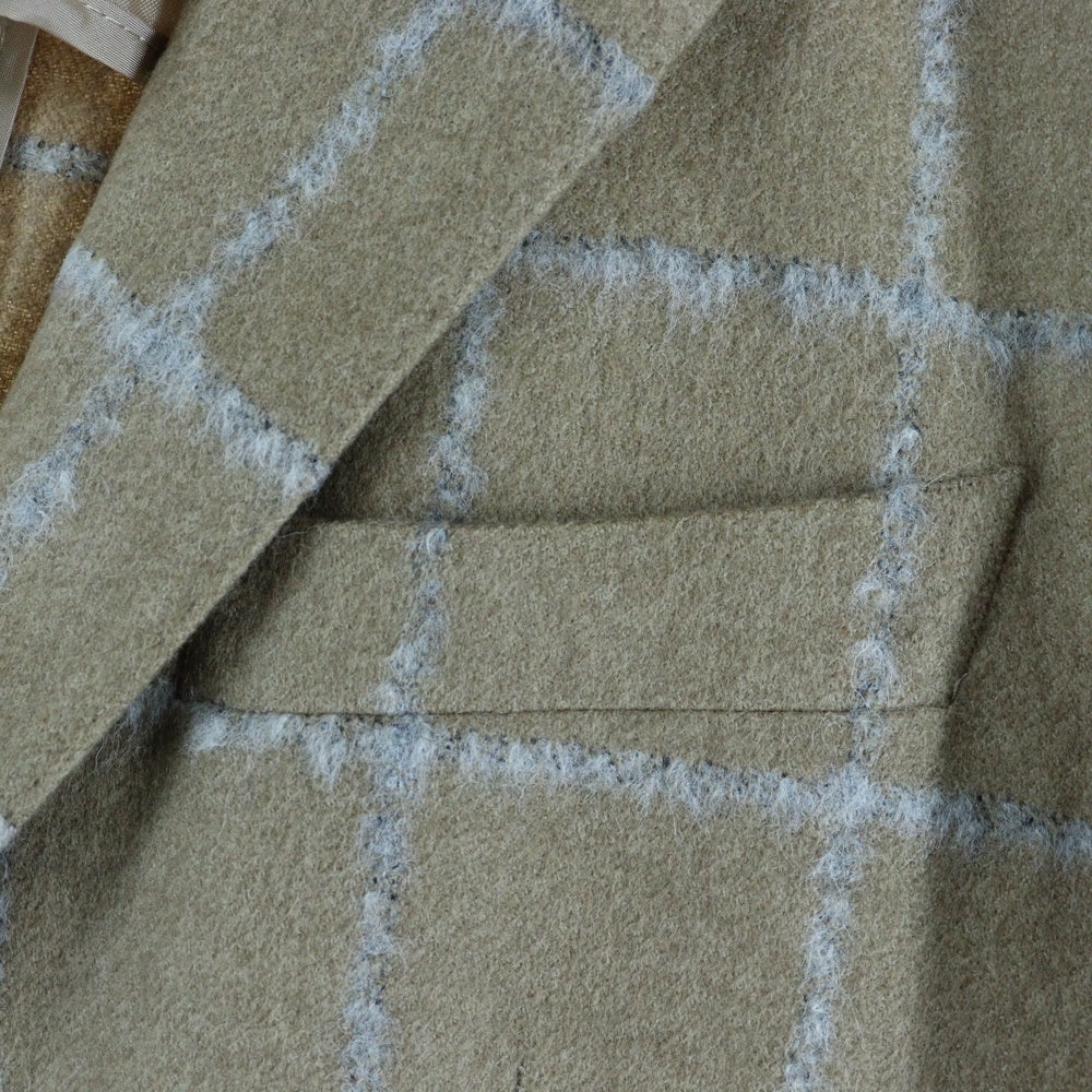 TAGLIATORE(タリアトーレ) ブロックチェック ノッチドラペル ウール 2B テーラードジャケット ベージュ 1SVF22K