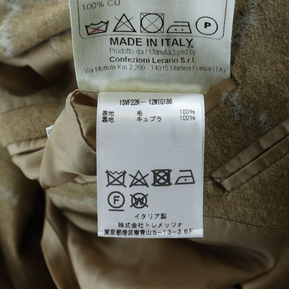 TAGLIATORE(タリアトーレ) ブロックチェック ノッチドラペル ウール 2B テーラードジャケット ベージュ 1SVF22K