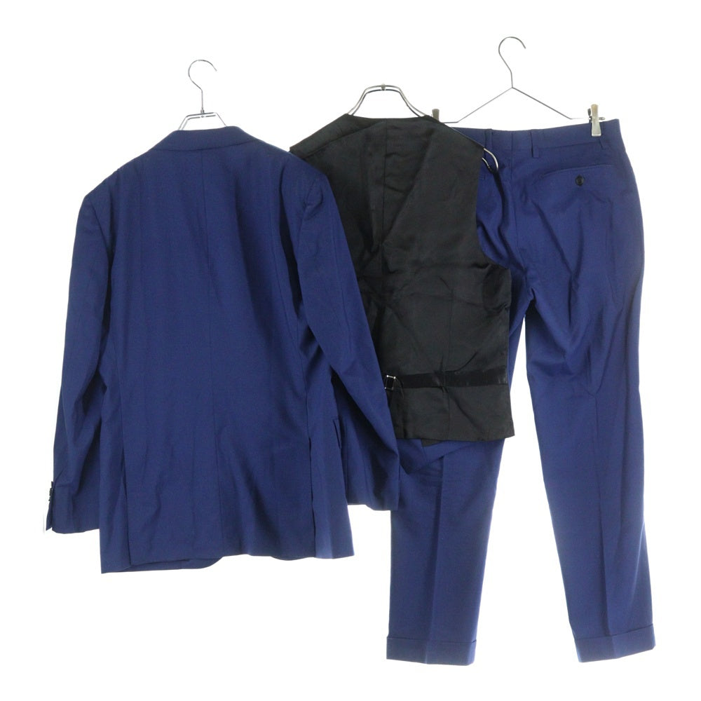 UNITED ARROWS(ユナイテッドアローズ) ウール 3B テーラードジャケット タキシードベスト スラックス パンツ セットアップ スーツ ブルー 1126-259-1905