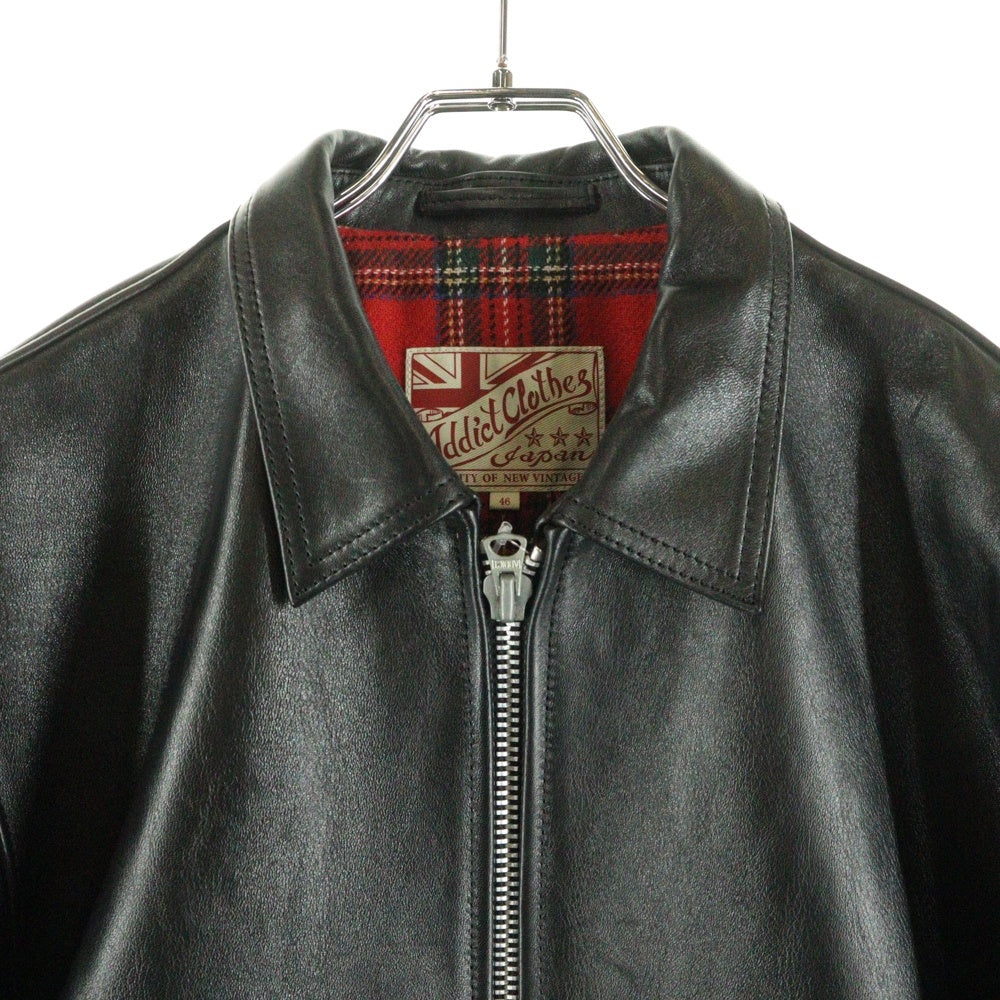 addict clothes(アディクトクローズ) ホースレザー センタージップ ライダースジャケット ブラック