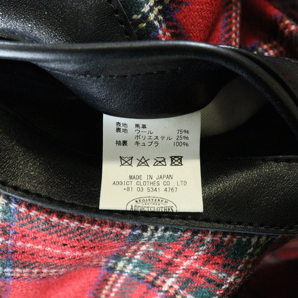 addict clothes(アディクトクローズ) ホースレザー センタージップ ライダースジャケット ブラック