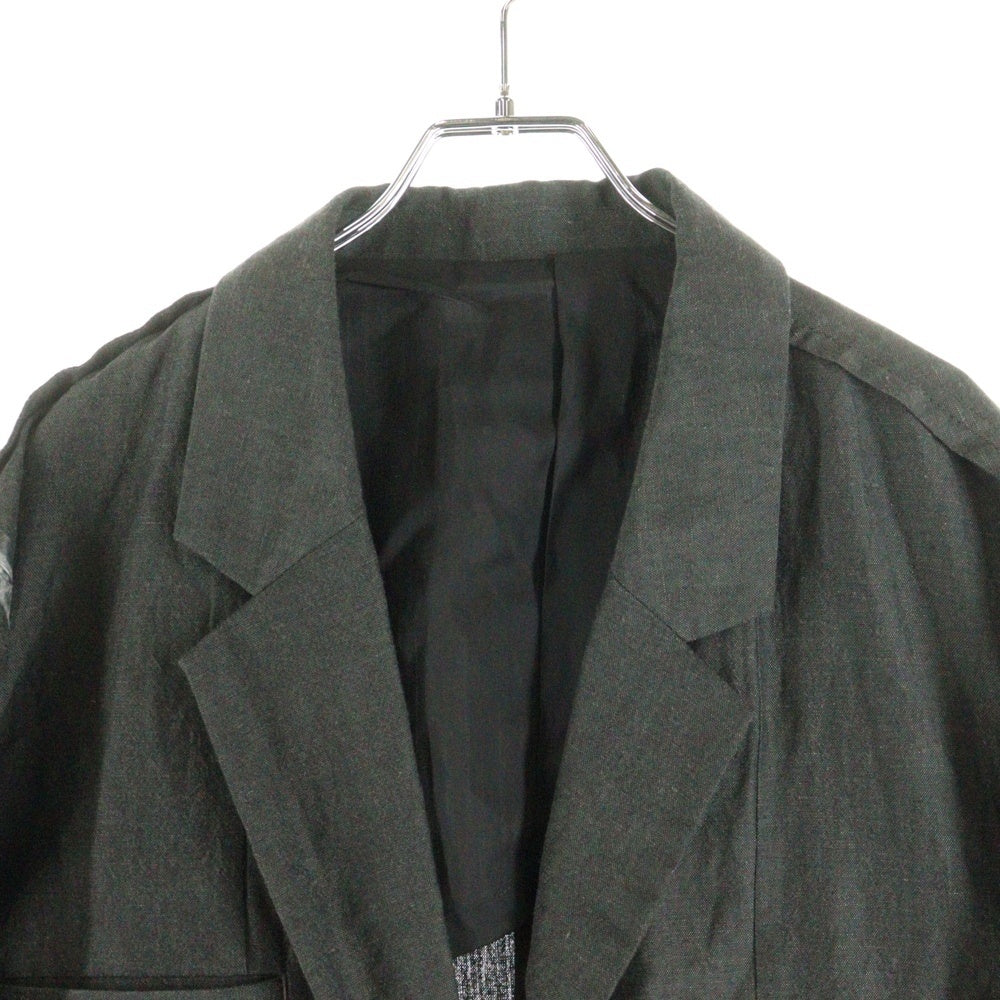UNDERCOVER(アンダーカバー) 24SS W/Li ウール リネン インサイドアウト ウェザー ネームコラージュ テーラードジャケット チャコール UC1D4105