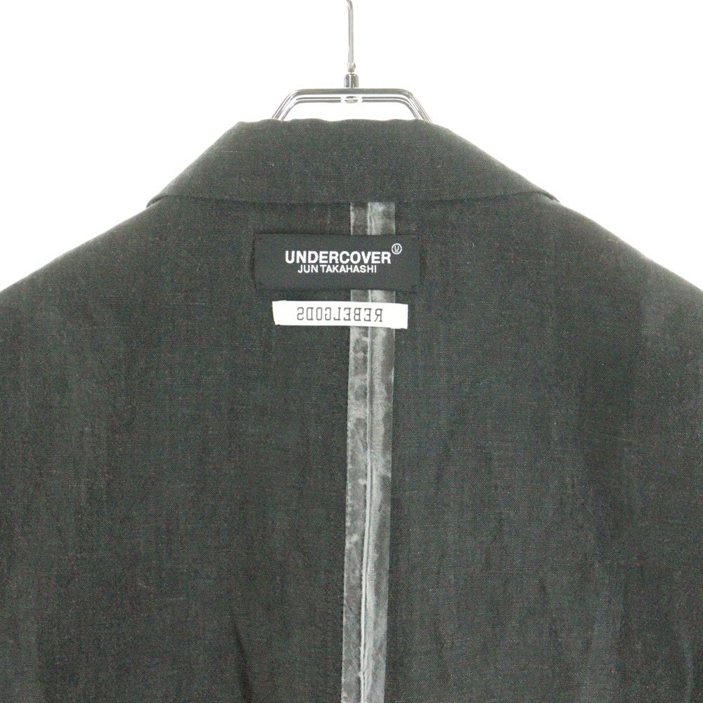 UNDERCOVER(アンダーカバー) 24SS W/Li ウール リネン インサイドアウト ウェザー ネームコラージュ テーラードジャケット チャコール UC1D4105