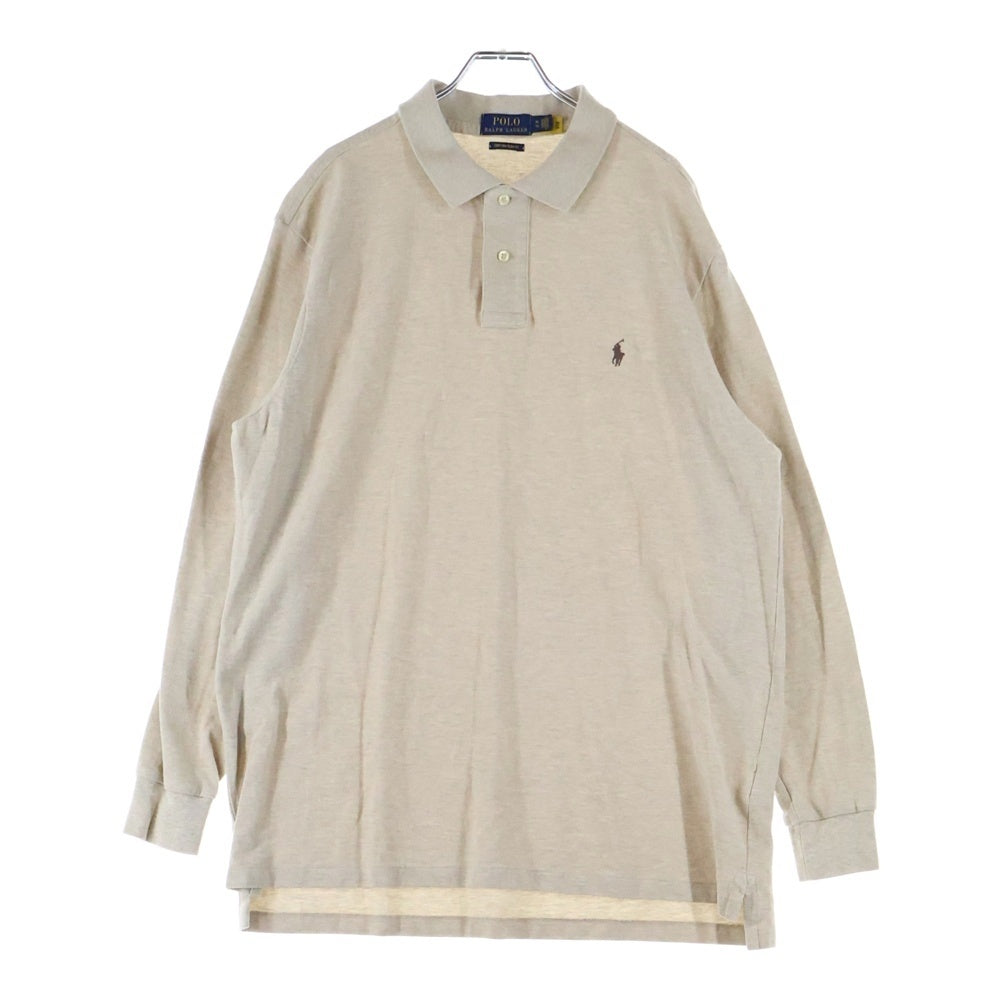 POLO RALPH LAUREN(ポロラルフローレン) ワンポイント ピケ 長袖ポロシャツ ベージュ