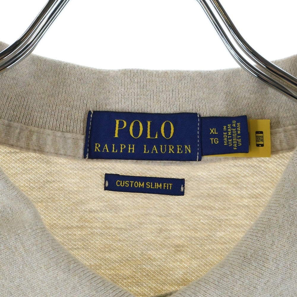 POLO RALPH LAUREN(ポロラルフローレン) ワンポイント ピケ 長袖ポロシャツ ベージュ