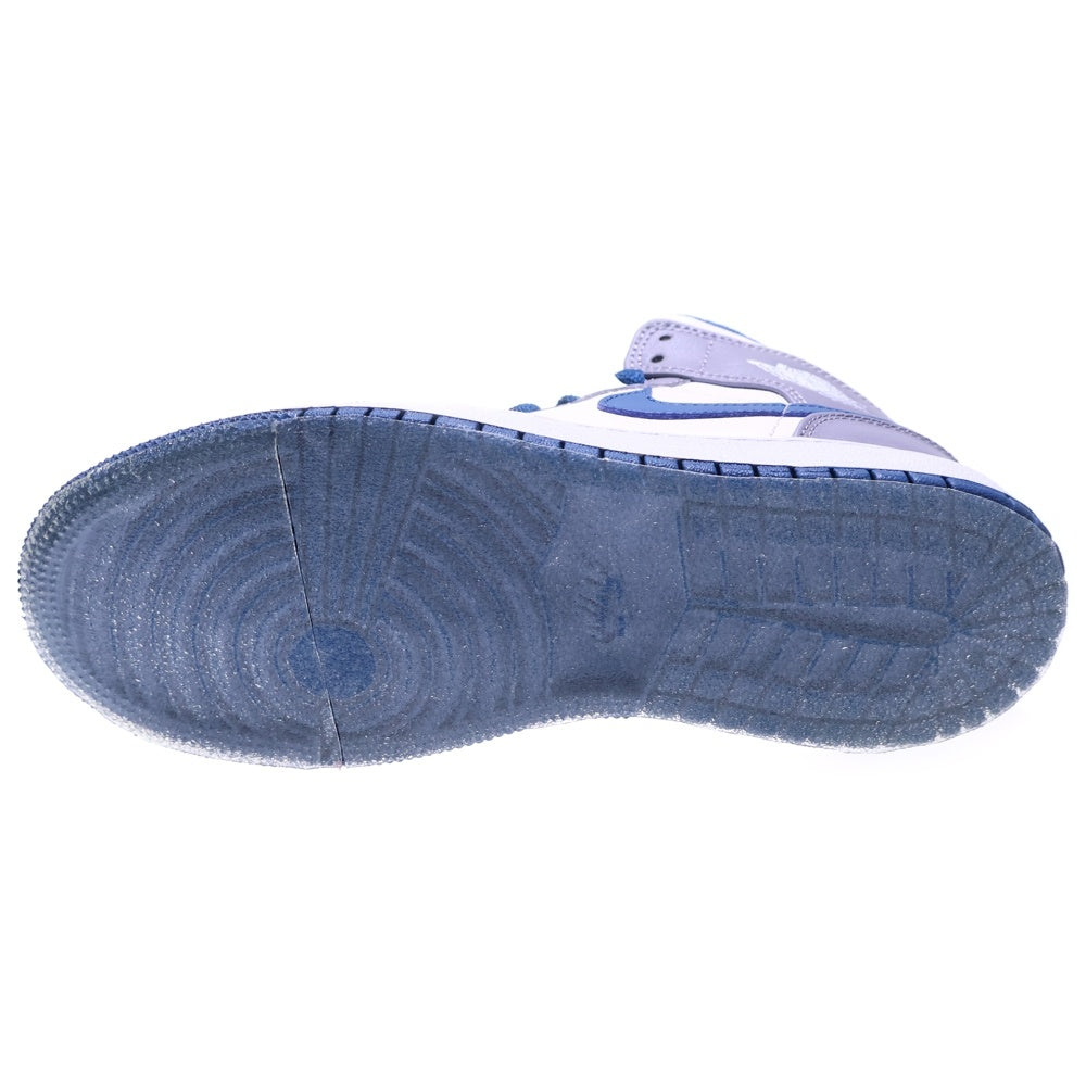 NIKE(ナイキ) GS AIR JORDAN 1 MID TRUE BLUE エアジョーダン1 トゥルーブルー ミッドカットスニーカー レディース ホワイト/グレー/ブルー US4Y/23cm DQ8423-014