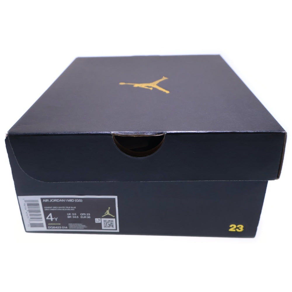 NIKE(ナイキ) GS AIR JORDAN 1 MID TRUE BLUE エアジョーダン1 トゥルーブルー ミッドカットスニーカー レディース ホワイト/グレー/ブルー US4Y/23cm DQ8423-014