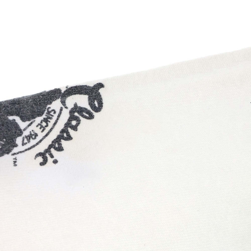 Langlitz Leathers(ラングリッツレザーズ) ROSS LANGLITZ カナダ製 両面プリント 半袖リンガーTシャツ ホワイト/オレンジ