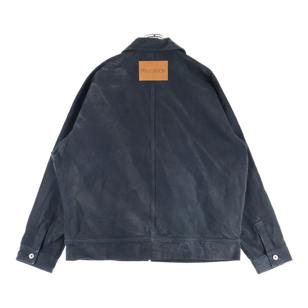 J.W.ANDERSON(ジェー ダブリュー アンダーソン) LOGO PATCH WASHED JACKET バックロゴパッチ ウォッシュ加工 ジップアップデニムジャケット ブラック JK0224PG1198999
