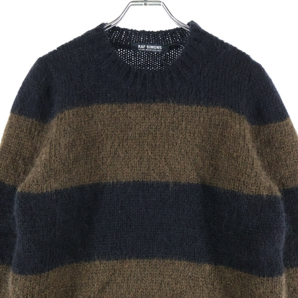 RAF SIMONS(ラフシモンズ) 22AW モヘア混 ボーダーウールニットセーター ブラック/ブラウン