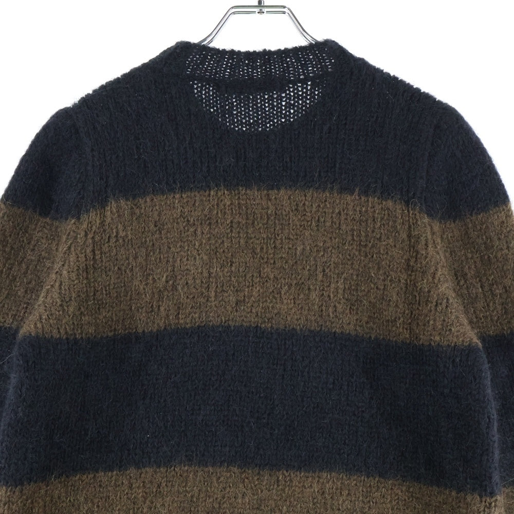 RAF SIMONS(ラフシモンズ) 22AW モヘア混 ボーダーウールニットセーター ブラック/ブラウン