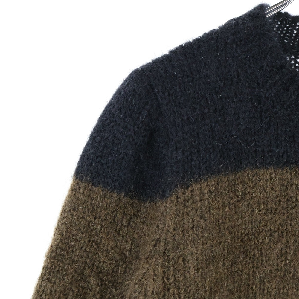 RAF SIMONS(ラフシモンズ) 22AW モヘア混 ボーダーウールニットセーター ブラック/ブラウン