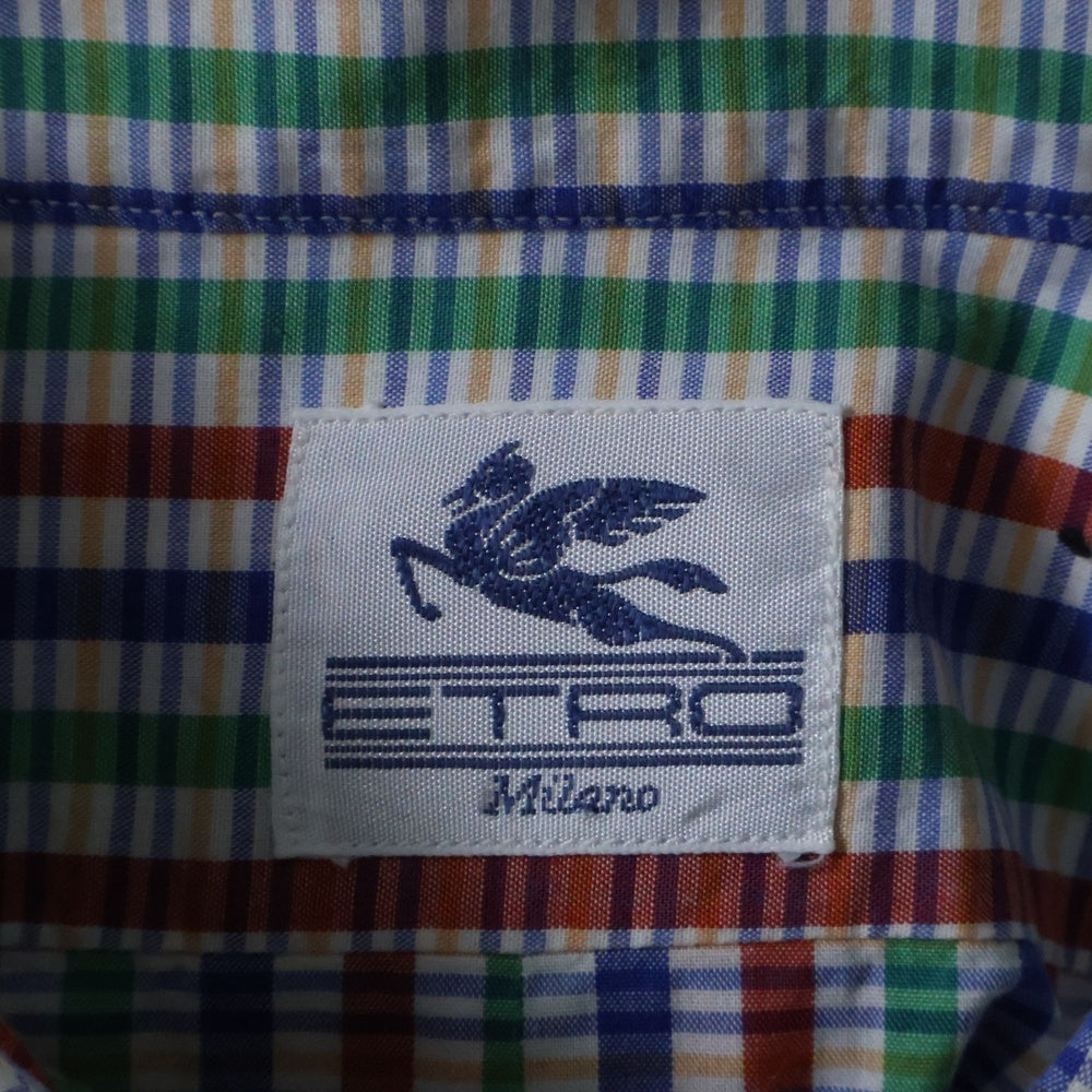 ETRO(エトロ) 7B 胸ポケット チェック柄 長袖シャツ マルチ