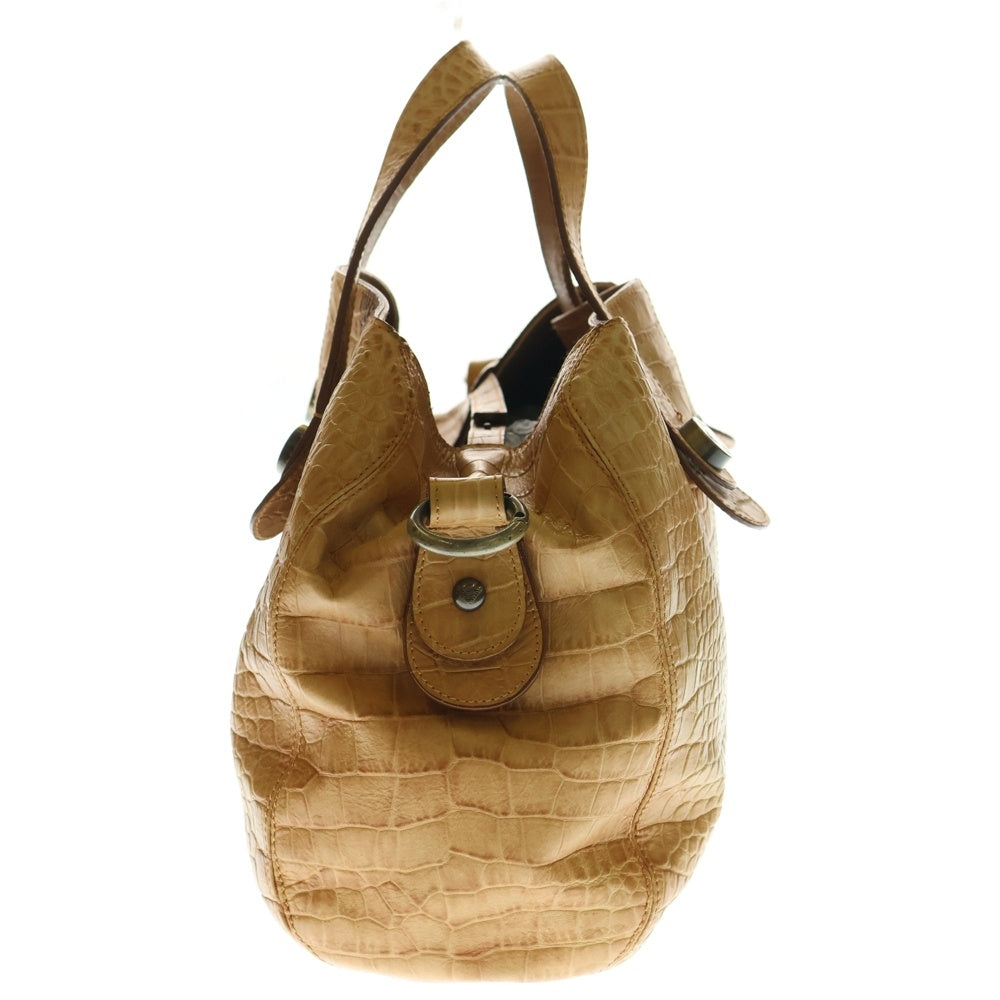 EMPORIO ARMANI(エンポリオアルマーニ) クロコ型押し 2WAY レザーショルダーバッグ ハンドバッグ ブラウン