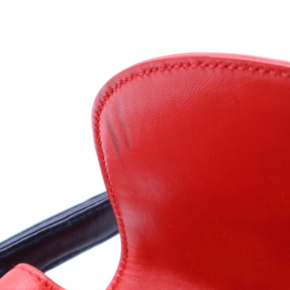 HUNTING WORLD(ハンティングワールド) ゴールドロゴ刻印 レザーショルダーバッグ ボディバッグ レッド