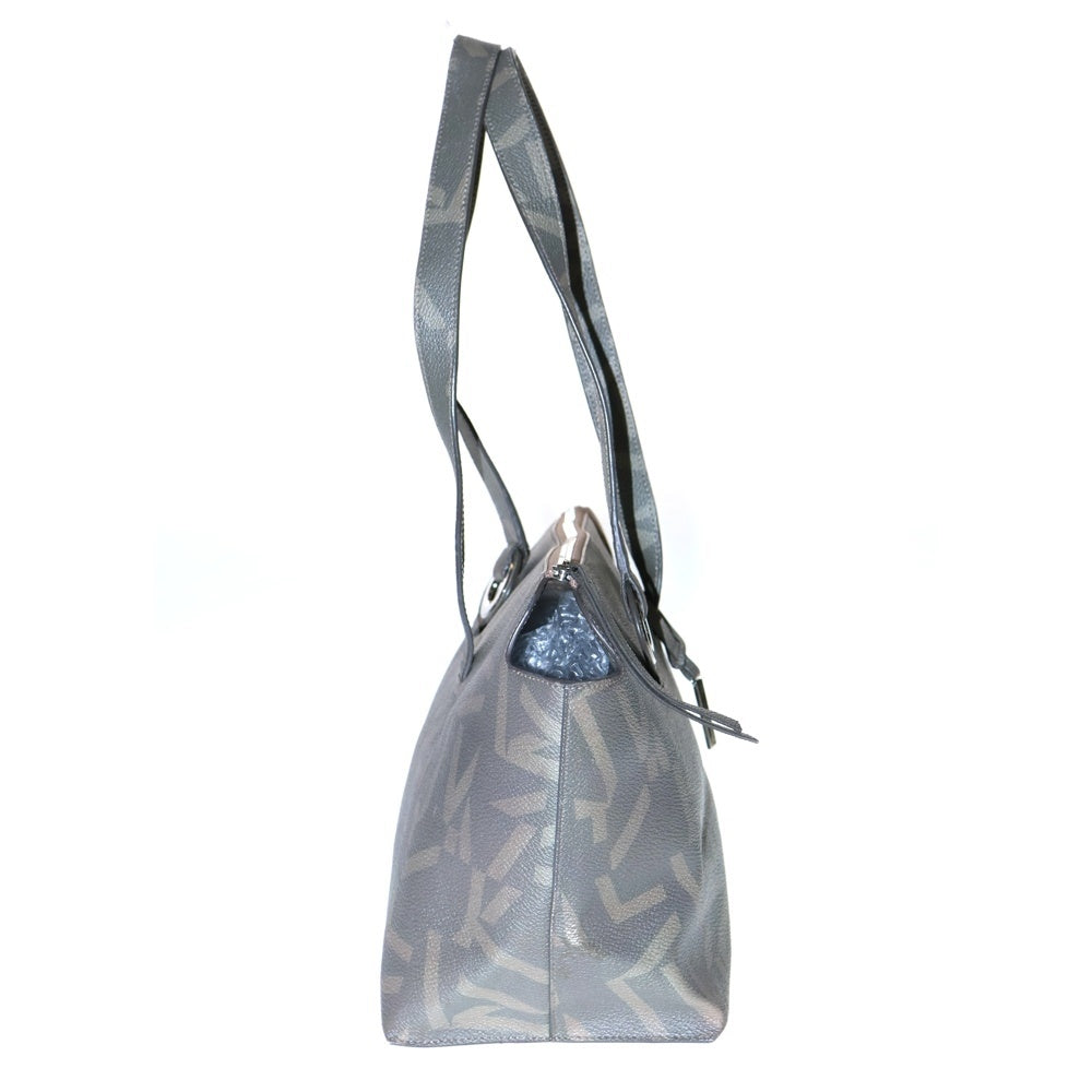 JIL SANDER NAVY(ジルサンダーネイビー) 総柄 ブランド刻印アクセサリー付き ハンドバッグ ブラウン