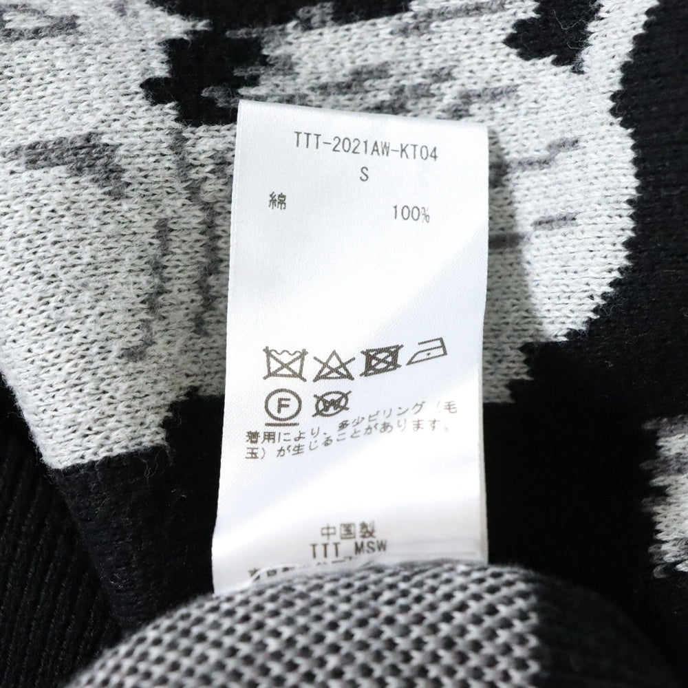 TTT_MSW(ティーモダンストリートウェア) PANTHER KNIT VEST パンサー 総柄 Vネック ニット ベスト レディース ブラック TTT-2021AW-KT04