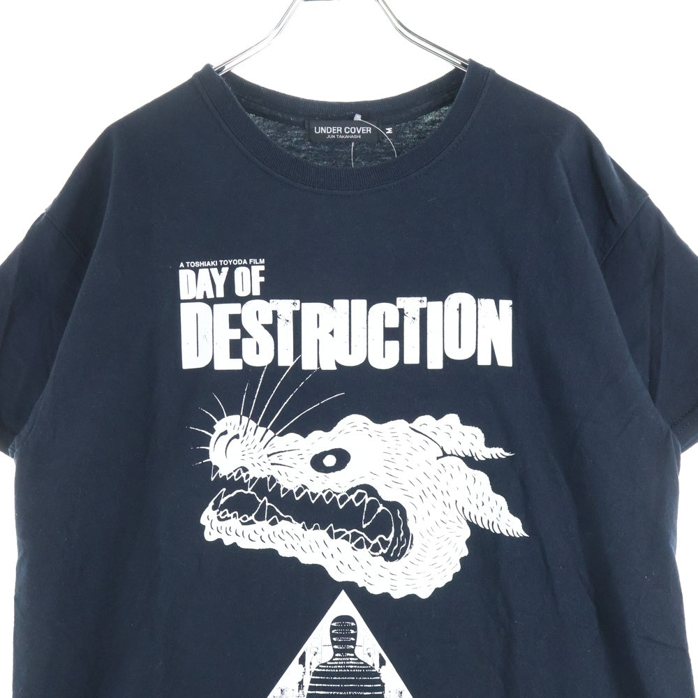 UNDERCOVER(アンダーカバー) DAY OF DESTRUCTION 破壊の日 フロントプリント クルーネック カットソー 半袖Tシャツ ブラック