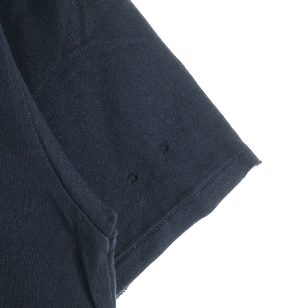 Onitsuka Tiger(オニツカタイガー) ×ANDREA POMPILIO アンドレア・ポンピリオ フロントタイガーデザイン ダメージ加工 クルーネック カットソー 半袖Tシャツ ブラック OKT125