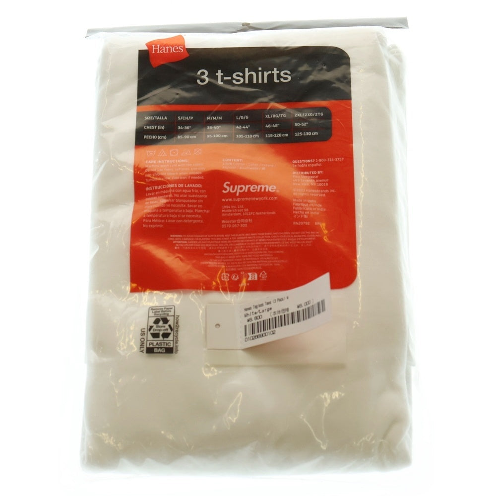 SUPREME(シュプリーム) ×HANES Tagless Tees 3pack ヘインズ タグレス スリーパック 半袖Tシャツ カットソー ホワイト