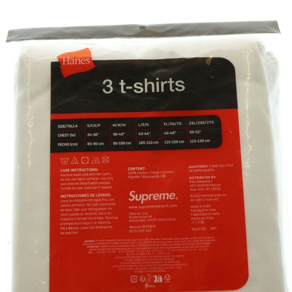 SUPREME(シュプリーム) ×HANES Tagless Tees 3pack ヘインズ タグレス スリーパック 半袖Tシャツ カットソー ホワイト