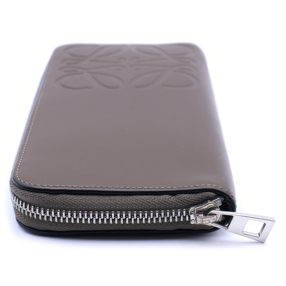 LOEWE(ロエベ) アナグラム ラウンドファスナー ロングウォレット 長財布 ブラウン シルバー金具