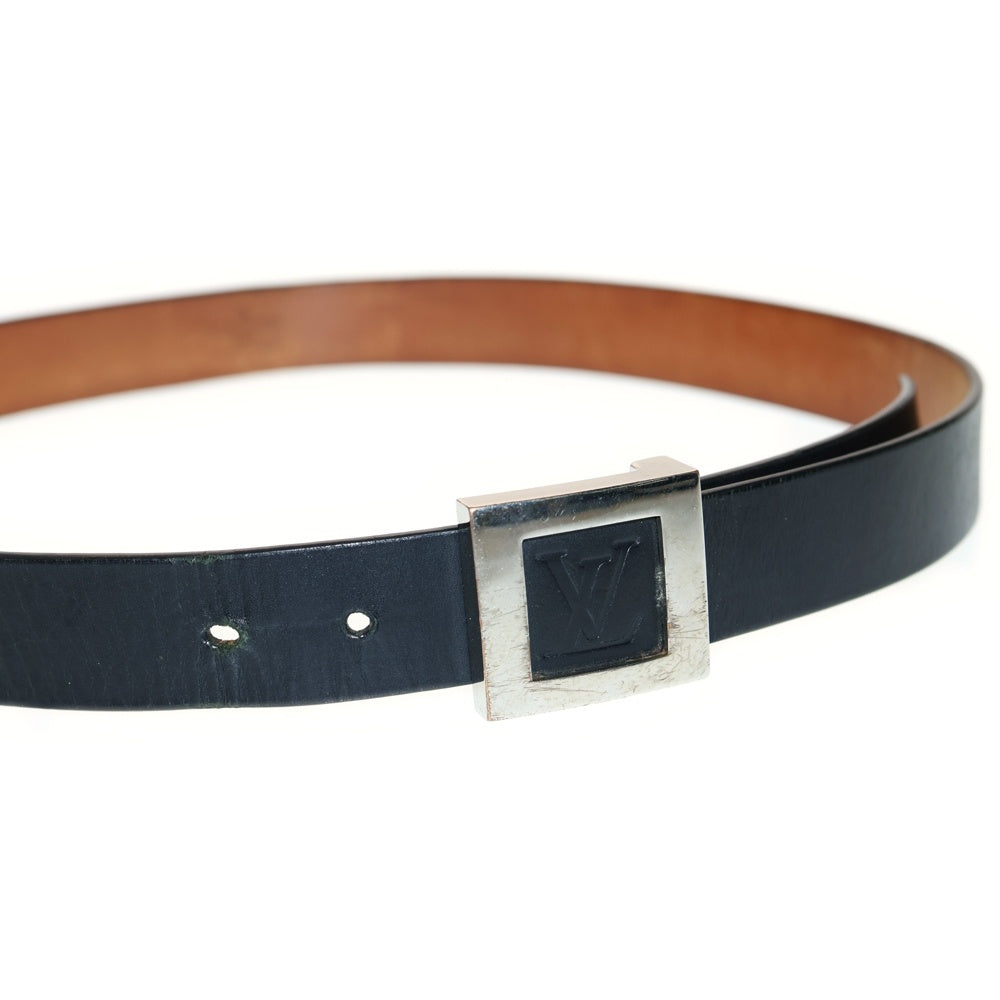 LOUIS VUITTON(ルイヴィトン) サンチュールLVスタンプ レザーベルト ブラック/シルバー M6896V RI3067