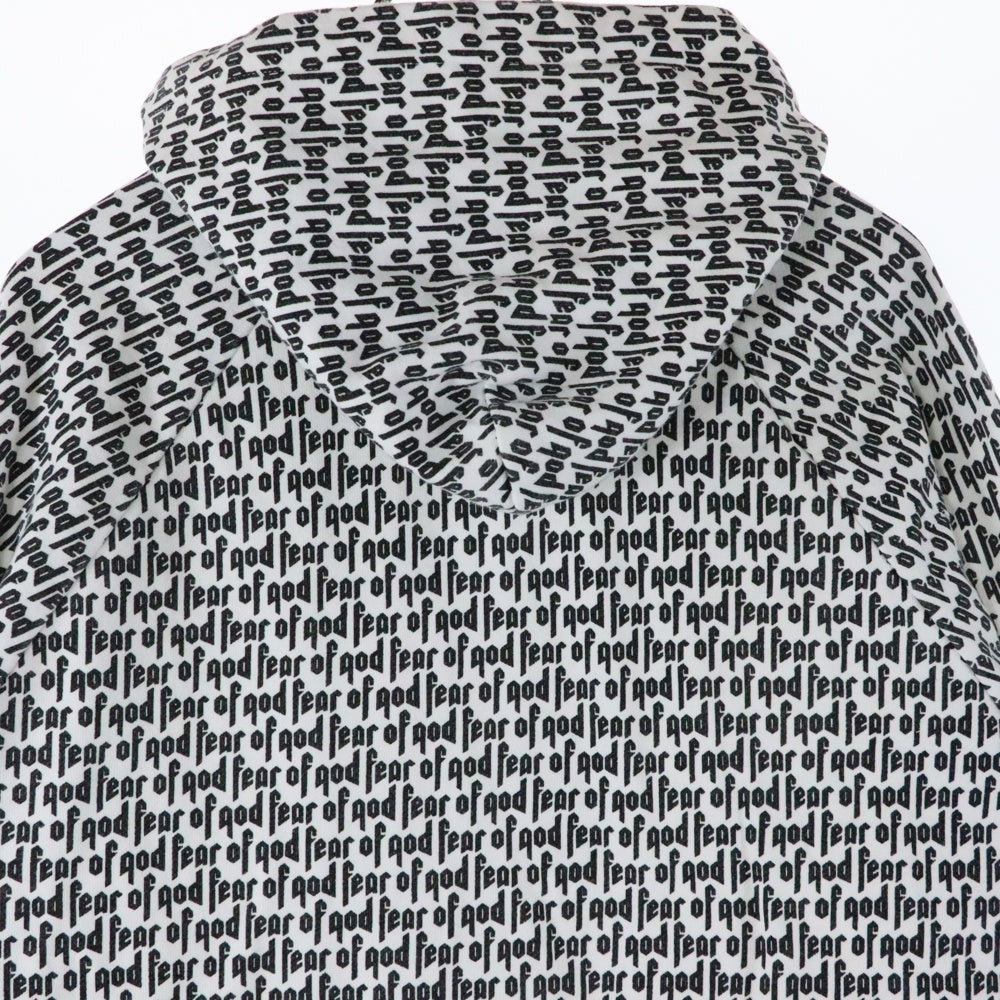 FEAR OF GOD(フィアオブゴッド) ALLOVER LOGO HOODIE COLLECTION TWO オールオーバー スウェット プルオーバーパーカー ホワイト/ブラック