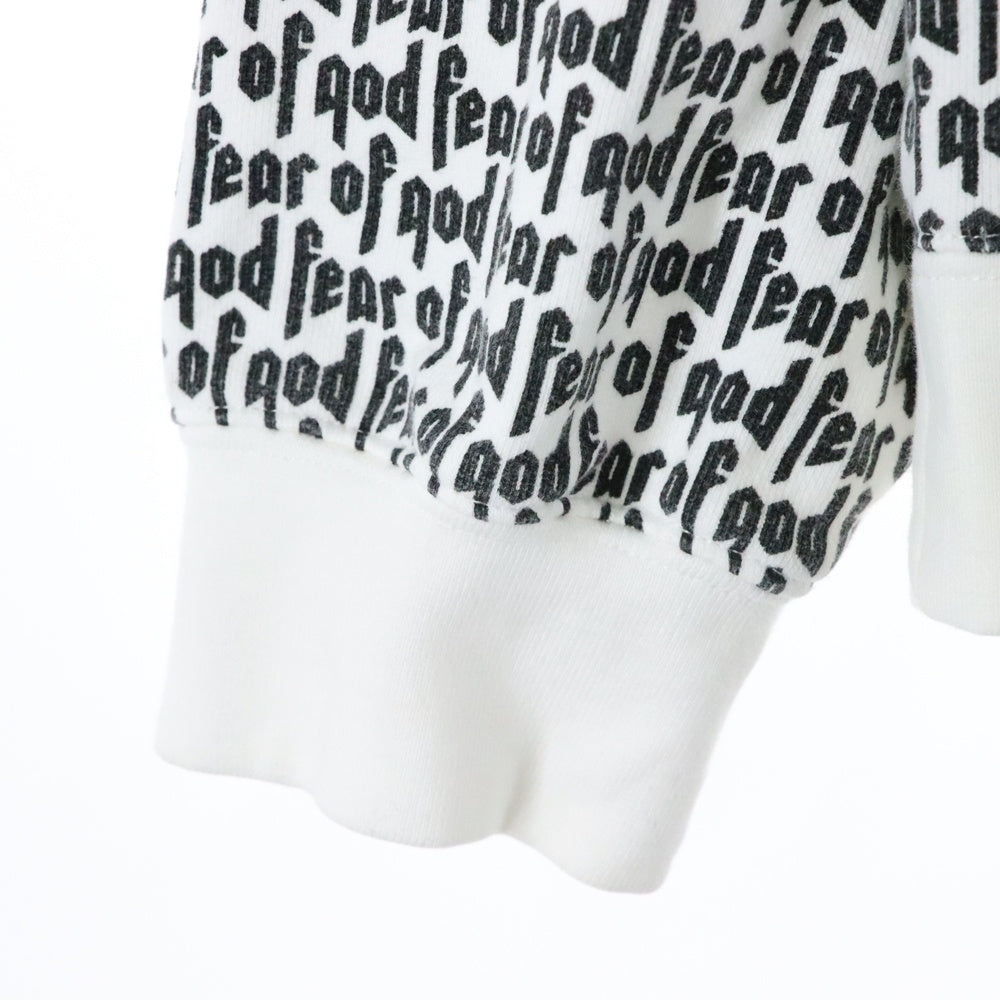 FEAR OF GOD(フィアオブゴッド) ALLOVER LOGO HOODIE COLLECTION TWO オールオーバー スウェット プルオーバーパーカー ホワイト/ブラック