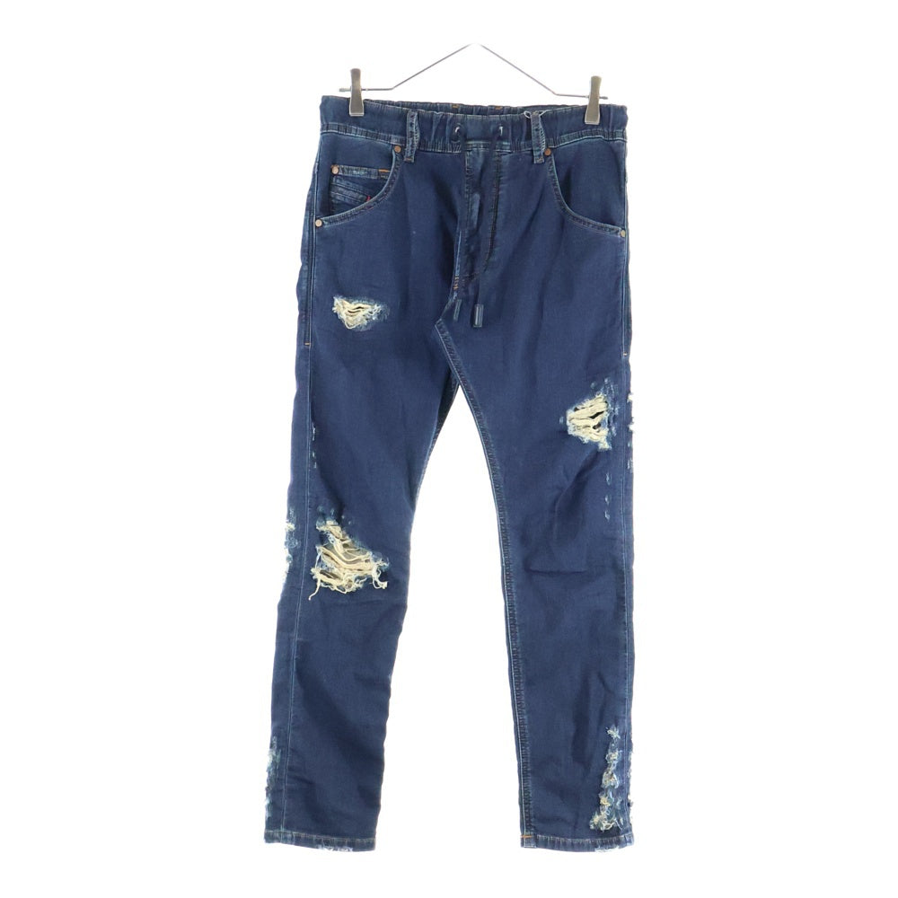 DIESEL(ディーゼル) KROOLEY-NE ダメージ加工 スリムフィット デニム イージーパンツ インディゴ 00621