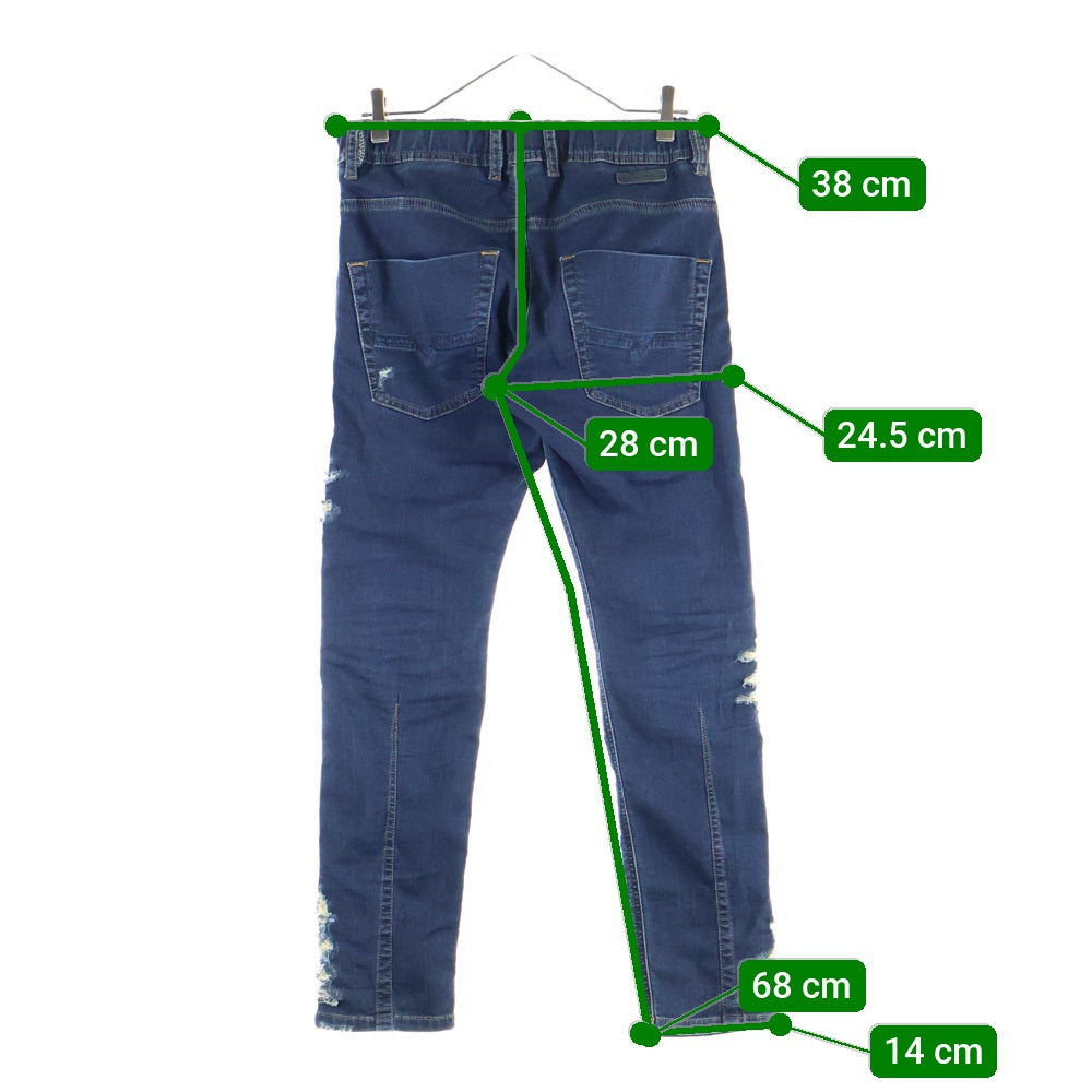 DIESEL(ディーゼル) KROOLEY-NE ダメージ加工 スリムフィット デニム イージーパンツ インディゴ 00621