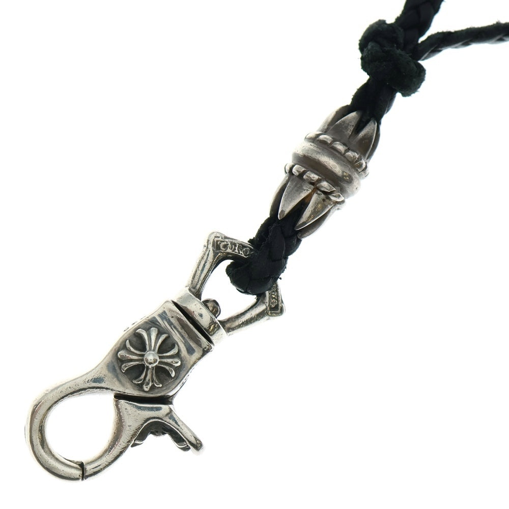 CHROME HEARTS(クロムハーツ) CH PLS LANYARS CHプラス ランヤード クリップホルダー レザーネックレス シルバー/ブラック