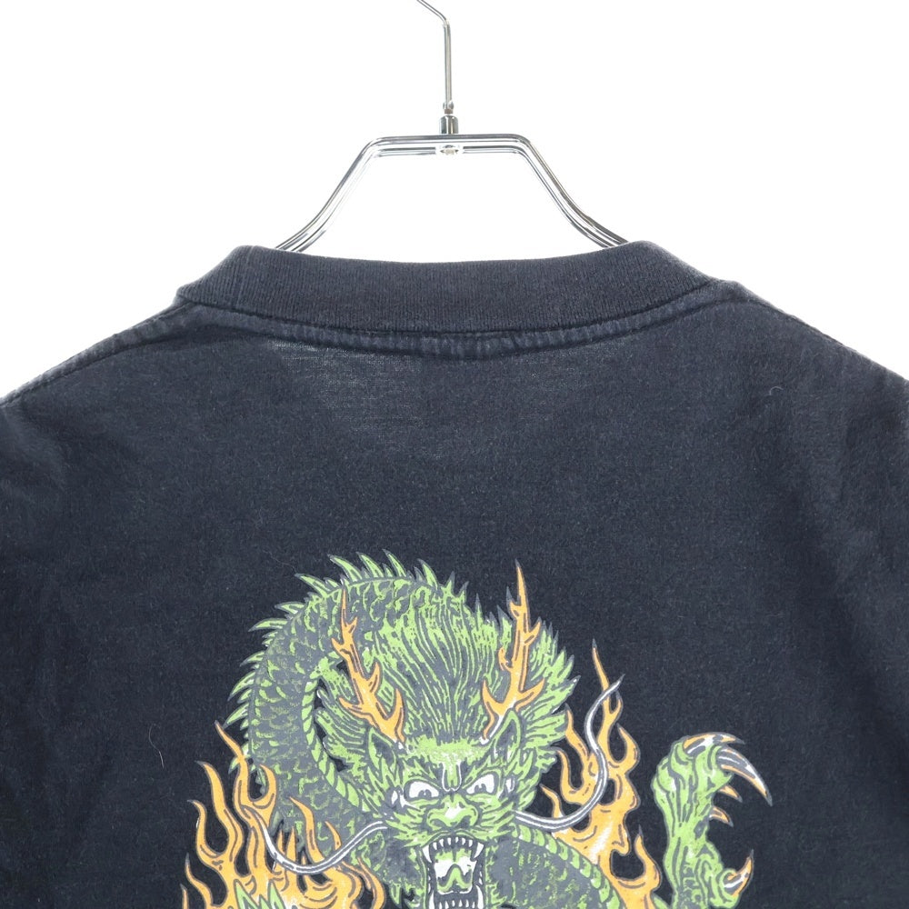 STUSSY(ステューシー) 90S OLD STUSSY DRAGON TEE ドラゴン バックプリント 半袖Tシャツ カットソー ブラック 紺タグ