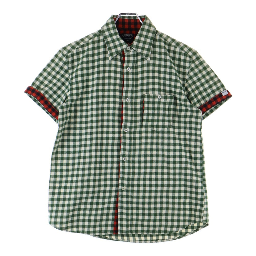 STUSSY(ステューシー) チェック フランネル 半袖シャツ グリーン/レッド