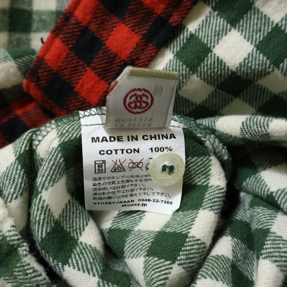 STUSSY(ステューシー) チェック フランネル 半袖シャツ グリーン/レッド
