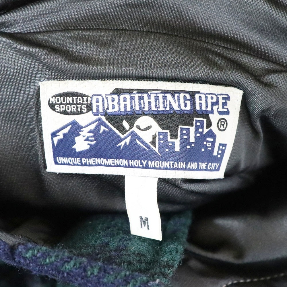 A BATHING APE(アベイシングエイプ) GORE WIND STOPPER ゴアウィンドストッパー ウールチェック マウンテンパーカー グリーン 001HJ9601024