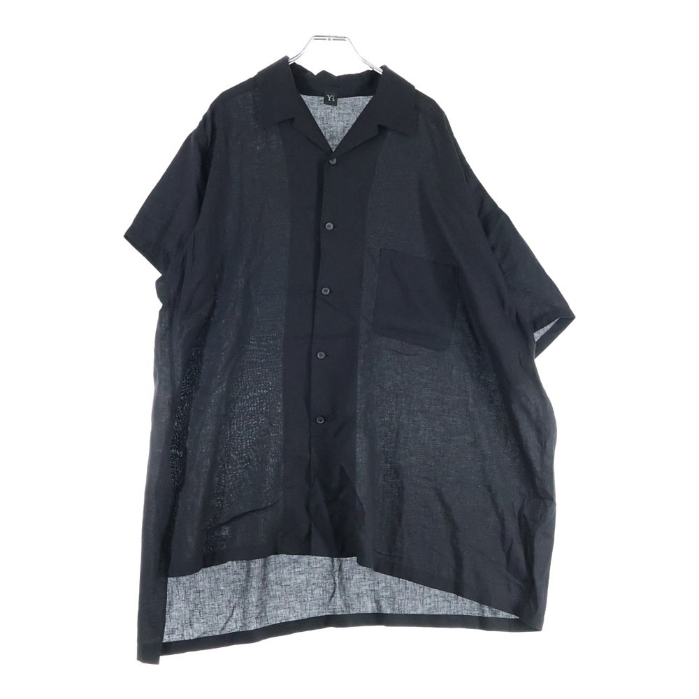 Y's(ワイズ) アシンメトリーデザイン レーヨンリネン ロング 半袖シャツ ブラック レディース YP-B18-202