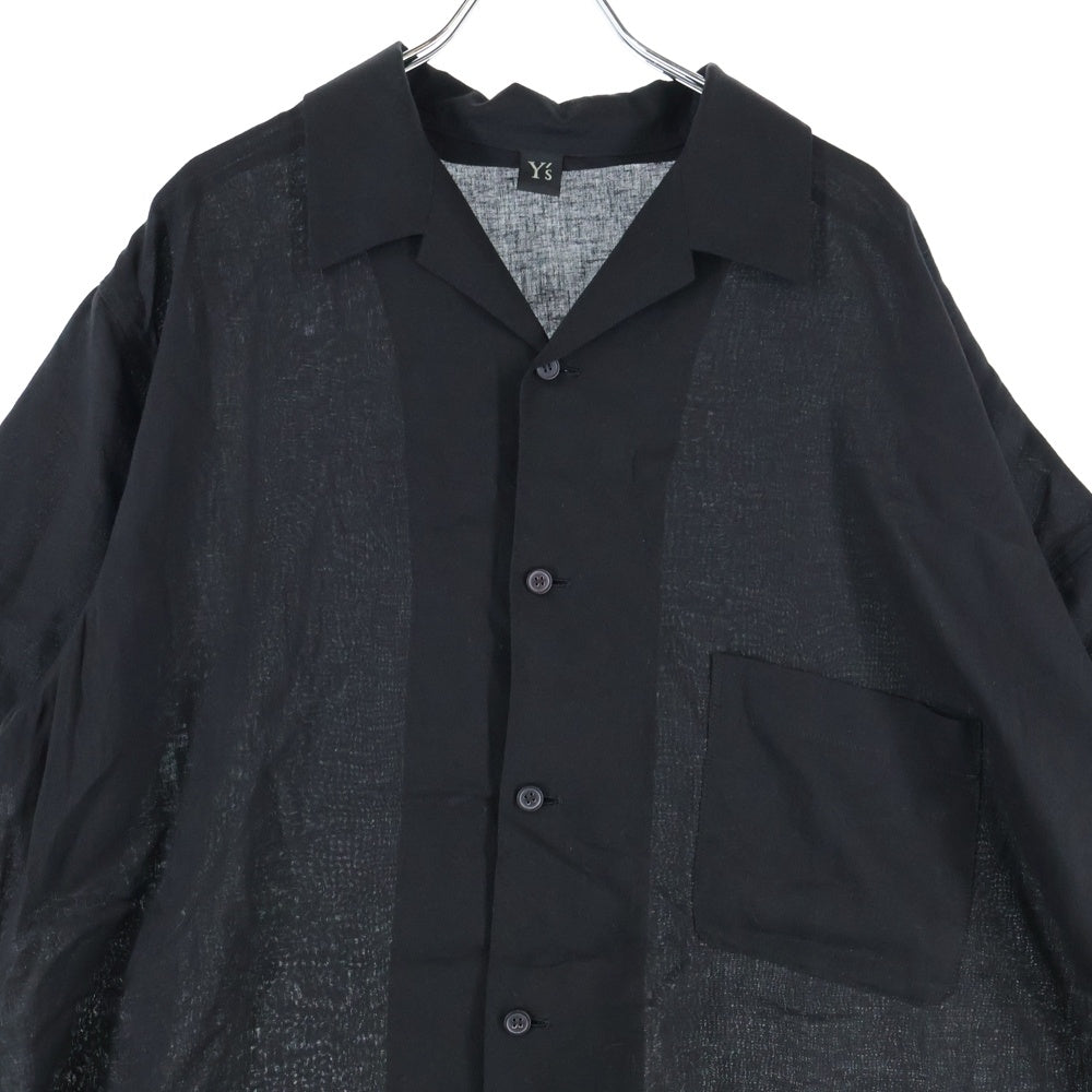 Y's(ワイズ) アシンメトリーデザイン レーヨンリネン ロング 半袖シャツ ブラック レディース YP-B18-202