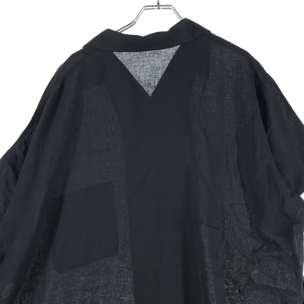 Y's(ワイズ) アシンメトリーデザイン レーヨンリネン ロング 半袖シャツ ブラック レディース YP-B18-202
