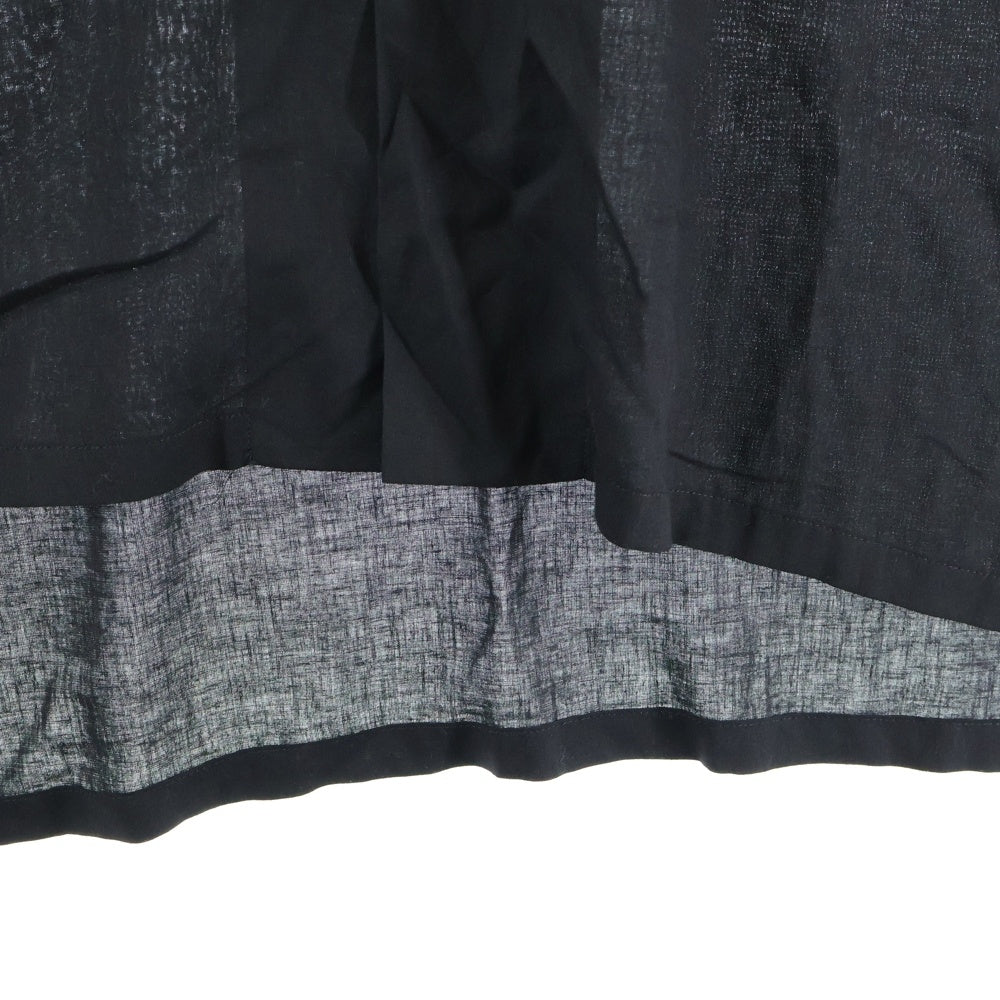 Y's(ワイズ) アシンメトリーデザイン レーヨンリネン ロング 半袖シャツ ブラック レディース YP-B18-202