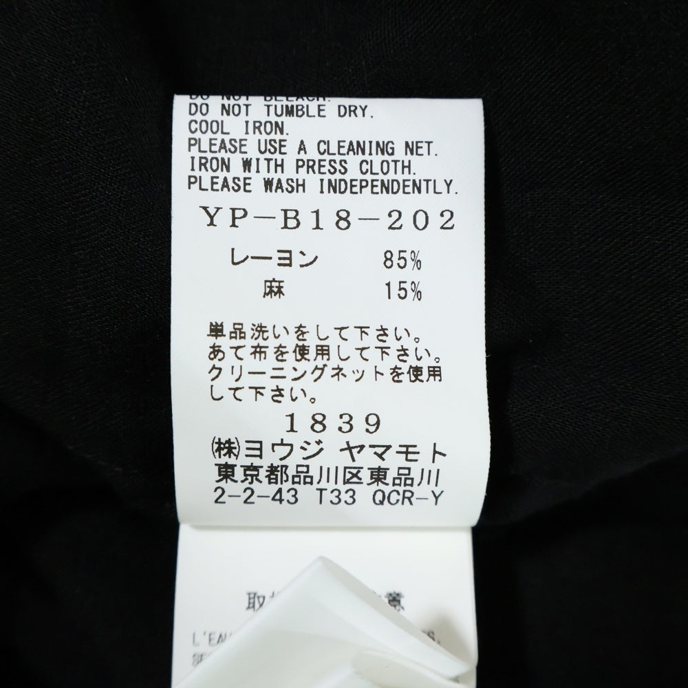 Y's(ワイズ) アシンメトリーデザイン レーヨンリネン ロング 半袖シャツ ブラック レディース YP-B18-202