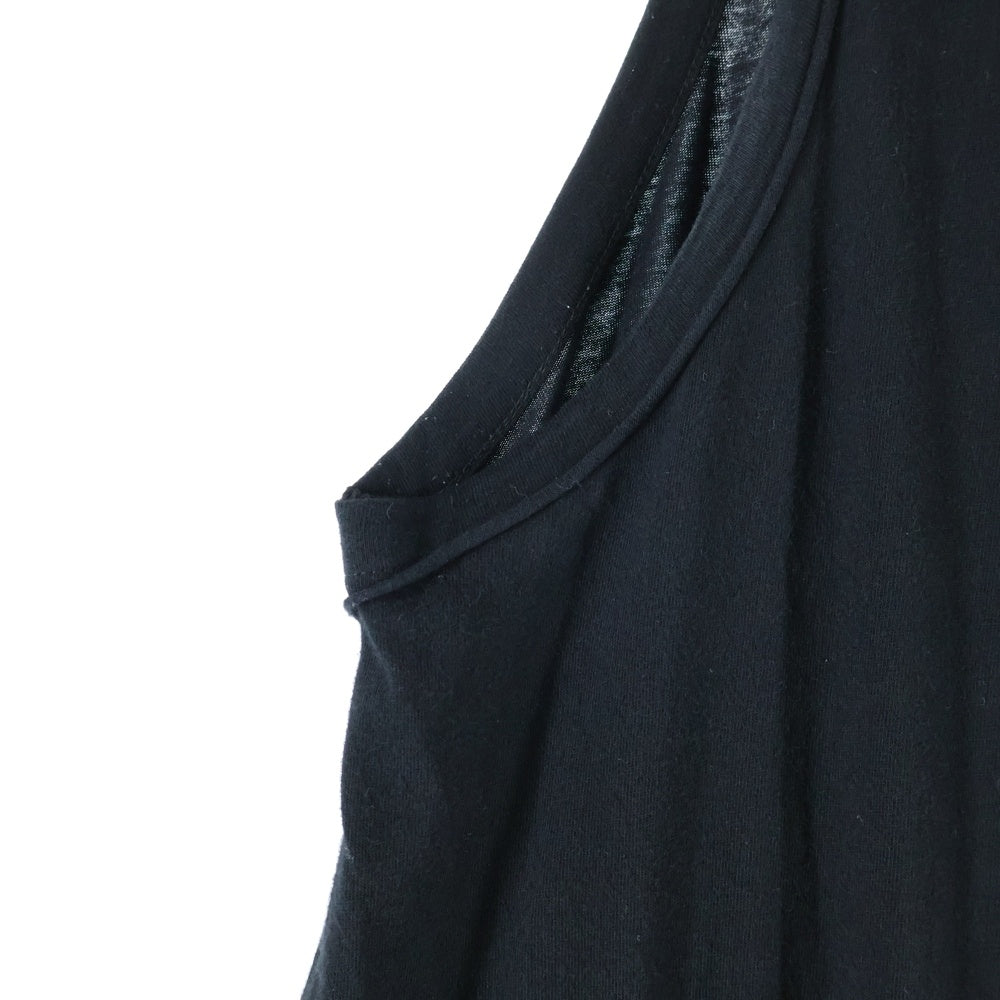 Y's(ワイズ) COTTON JERSEY CHAIN STITCH SLEEVELESS DRESS コットンジャージー チェーンステッチデザイン スリーブレスドレス ブラック レディース YP-T98-080