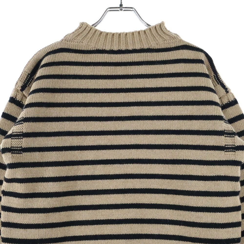 GUERNSEY WOOLLENS(ガンジーウーレンズ) UK製 ボーダー ウールニット セーター ベージュ/ブラック