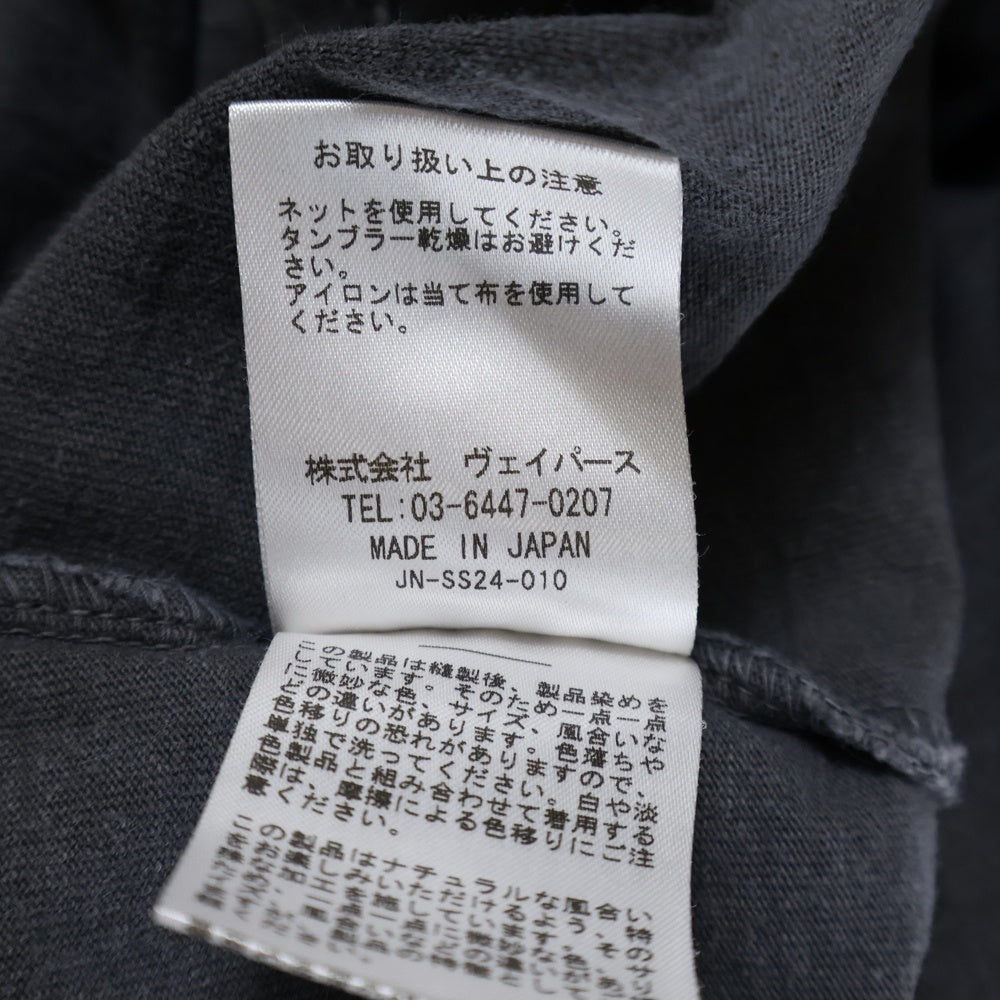 JUN / NAKAYAMA(ジュンナカヤマ) 24SS ヴィンテージ加工 バックプリント 半袖Tシャツ ブラック JN-SS24-010