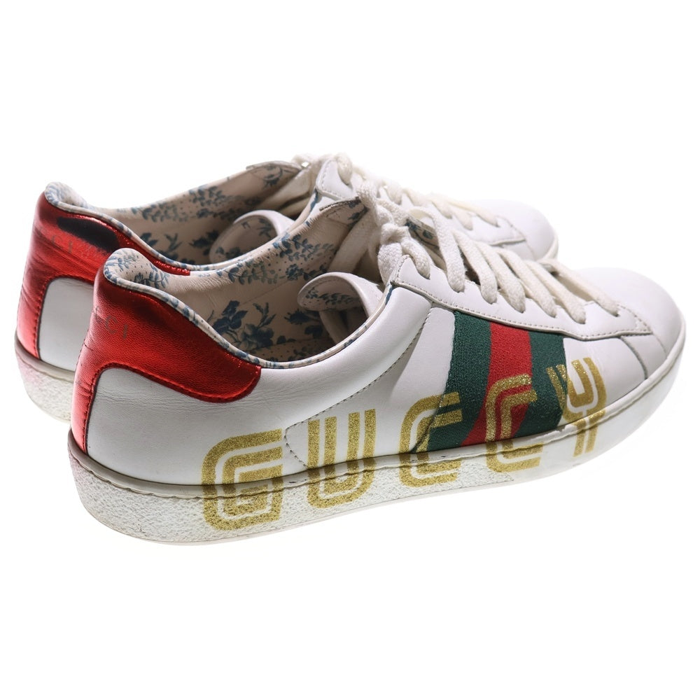 GUCCI(グッチ) サイドロゴ レザーローカットスニーカー レディース ホワイト 523445