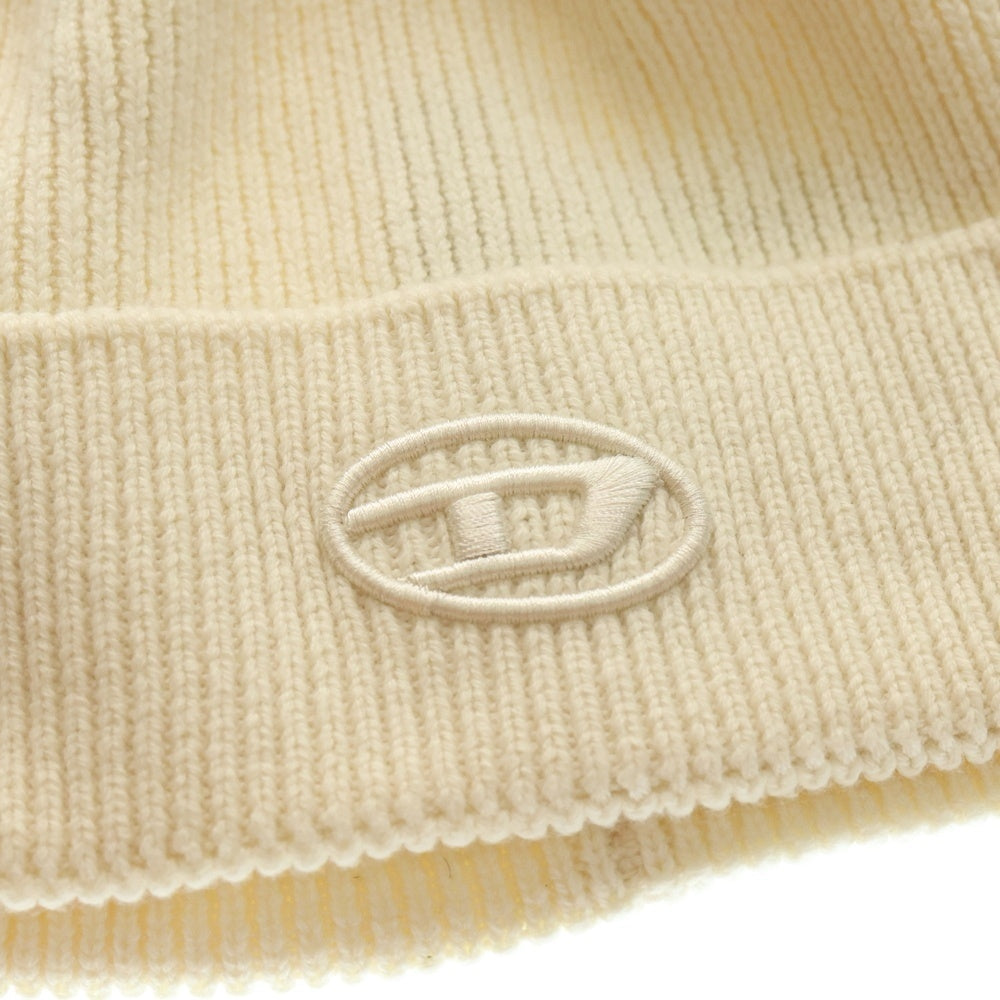 DIESEL(ディーゼル) K CODER FULLY B ロゴデザインエンブロイダリー ニットキャップ 帽子 ホワイト A04092