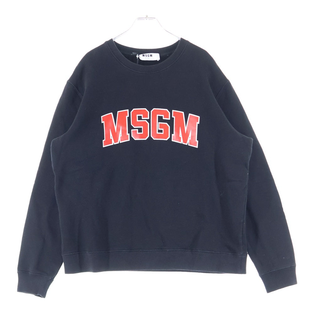 MSGM(エムエスジーエム) フロントロゴデザインプリント クルーネック カットソー スウェット トレーナー ブラック 2740MM178 195799-99