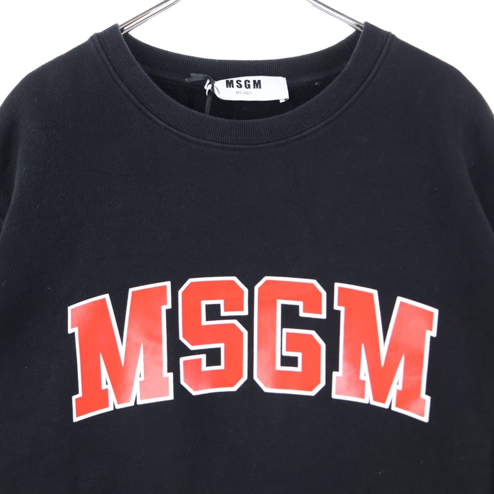 MSGM(エムエスジーエム) フロントロゴデザインプリント クルーネック カットソー スウェット トレーナー ブラック 2740MM178 195799-99