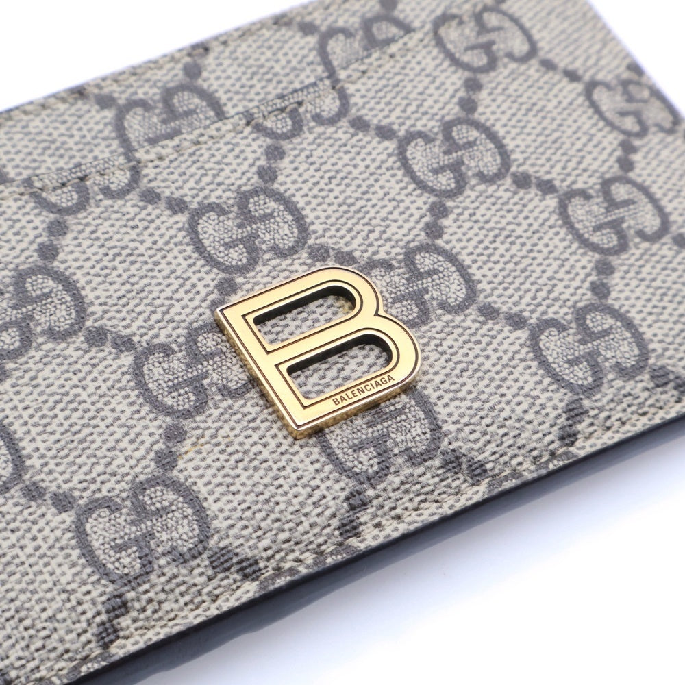 GUCCI(グッチ) ×BALENCIAGA バレンシアガ ザハッカープロジェクト GGスプリーム ロゴデザイン コンパクトウォレット カードケース ベージュ 681701